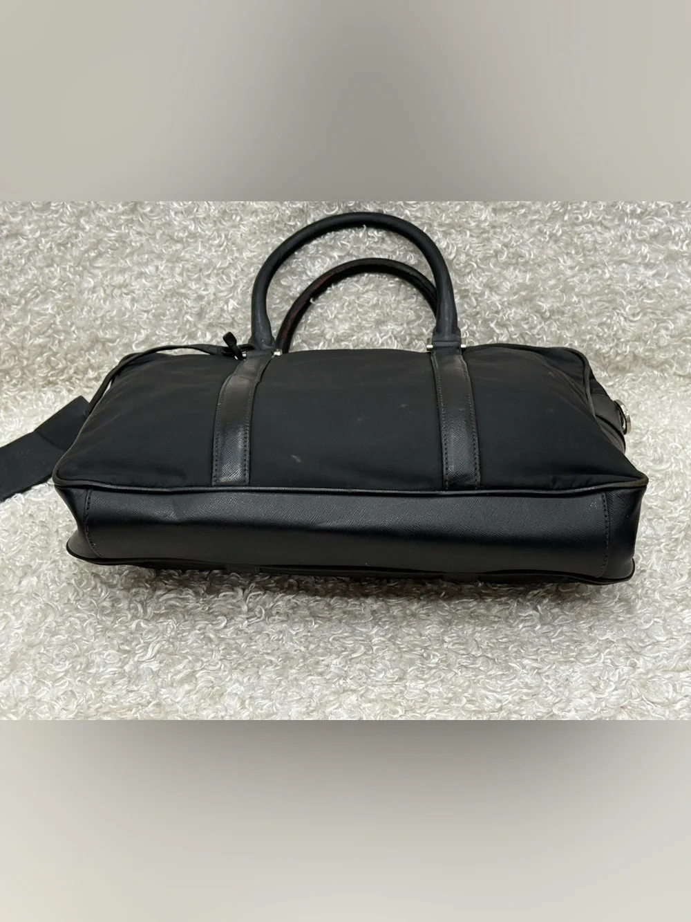 PRADA - Black Nylon Leather Business Bag